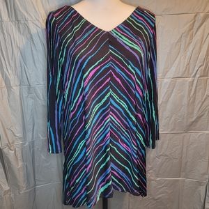 Women's Bob Mackie Wearable Art Striped Tunic Top Size M